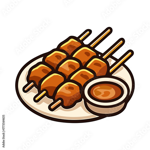 Satay Indonesian food icon logo flat vector design