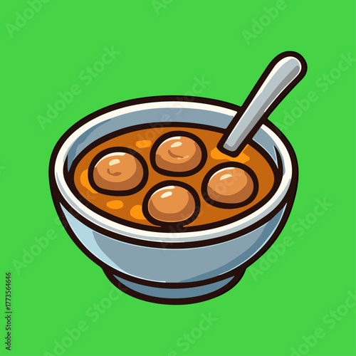 Bakso, Indonesian food icon logo flat vector design