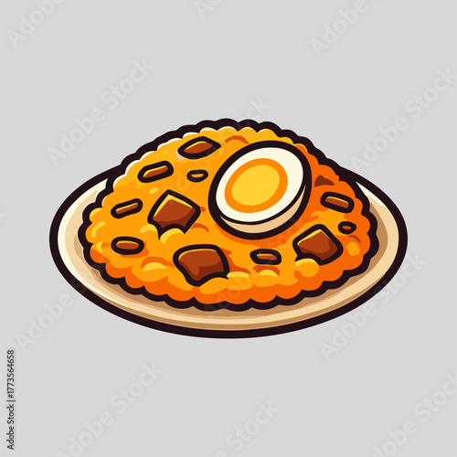 Biryani, Beef biryani, Tehari, Bangladeshi food icon logo flat vector design