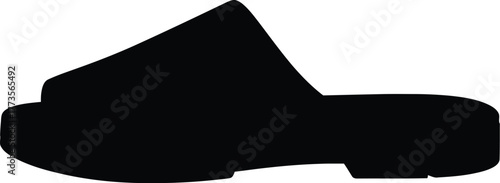 Silhouette of a single slide sandal on a white background image