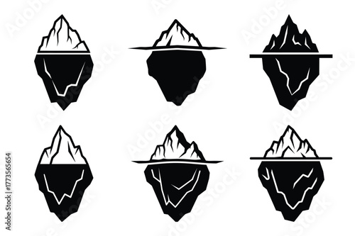 iceberg silhouette vector vector art icon set