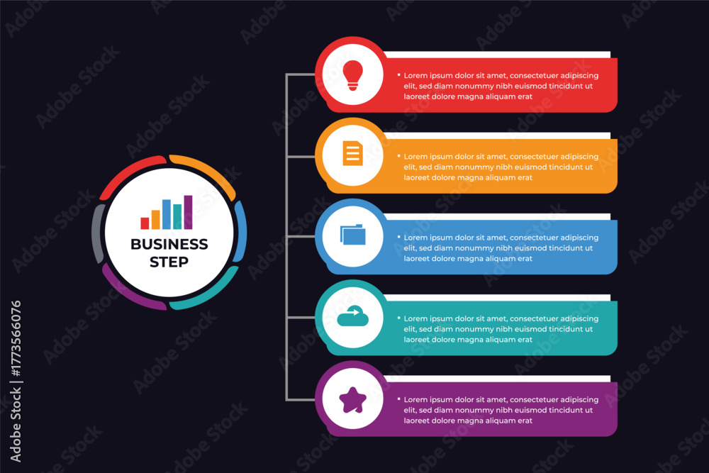 Fototapeta premium Colorful Work List Infographic Business Illustration