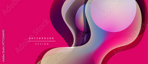Abstract fluid shapes overlap, creating vibrant pink, purple gradients. Modern design element for backgrounds, presentations.