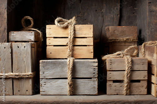 Rustic Twine Crates Offset, Use 3:2 post, Device iPhone, Platform IG, Occasion holiday gifting, Festive holidays, Reason cosy earthy wood boxes big copy space