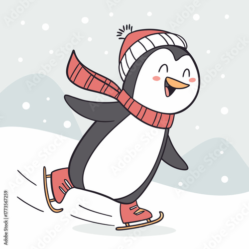 Funny Penguin on Skateboard