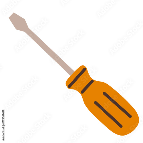 Screwdriver Tool in Flat Minimal Industrial Style for Repair Projects