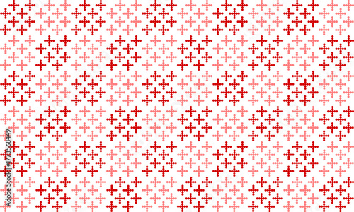 X cross and dot, red and pink vintage wall block, seamless pattern with pink squares block arrange as  checkerboard wall design for fabric printing or wallpaper or background