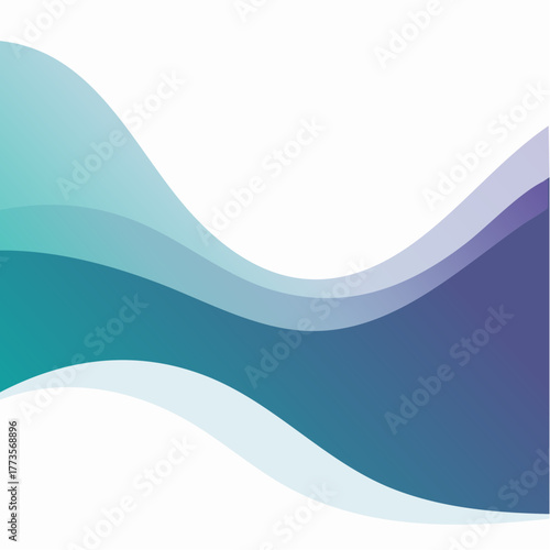 Abstract blue wave design with a flowing vector curve pattern on a watery ocean background