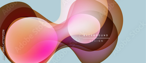 Abstract shapes overlap, creating vibrant color blends. Soft gradients suggest movement, modern design aesthetic. Light blue background enhances visual impact.