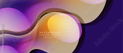 Abstract flowing shapes, purple hues dominate. Soft gradients create dynamic visual texture. Modern design elements present elegant composition.