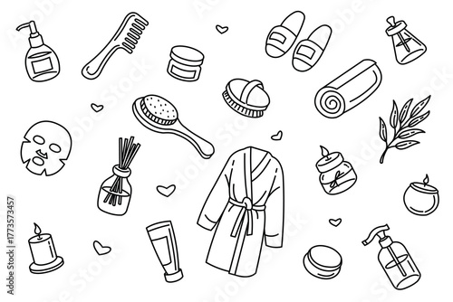 Spa Beauty Salon Care Doodle Art Vector Isolated Background