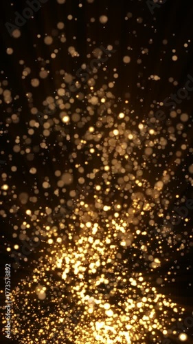Golden Christmas Particles Rising Background - Elegant Festive Vertical Loop Animation (60 FPS, Black Background)