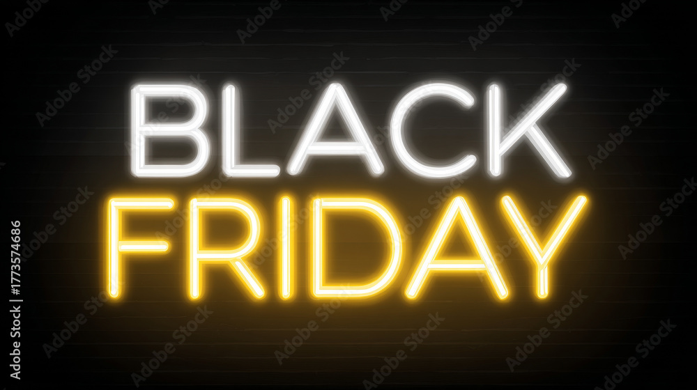 Fototapeta premium black frida sign in colourful neon letters over black background