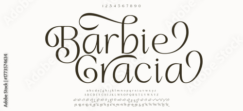 Typography beauty fashion elegant minimalist serif italic fonts decorative wedding vintage retro logos. Minimal luxury font alphabet logo. Vector illustration