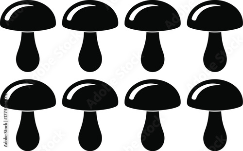 Black mushroom illustration edible fungi nature forest foraging art