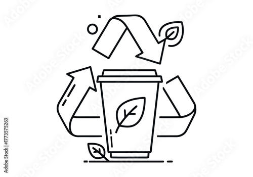 Sustainable Coffee Cup Recycling Symbol Illustration