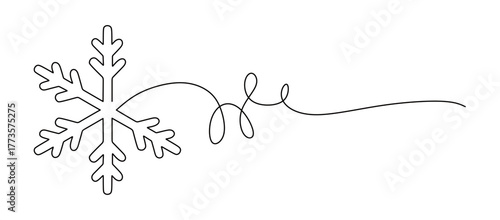 Line art of a snowflake with curved and twisted lines isolated on a transparent background. This icon is for a decorative wall sticker to celebrate and celebrate Christmas. Merry Christmas.