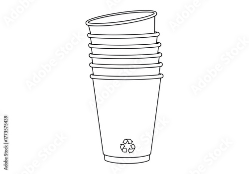 Stackable Transparent Plastic Cups with Lids and Recycling Symbol