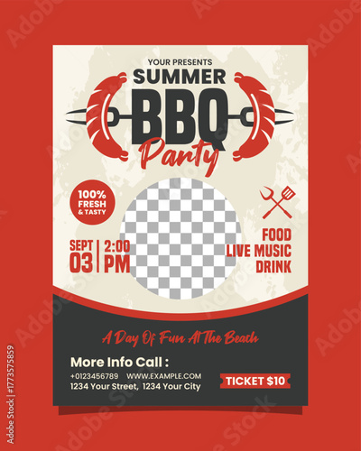 Summer BBQ Party Vertical Flyer or Invitation Template