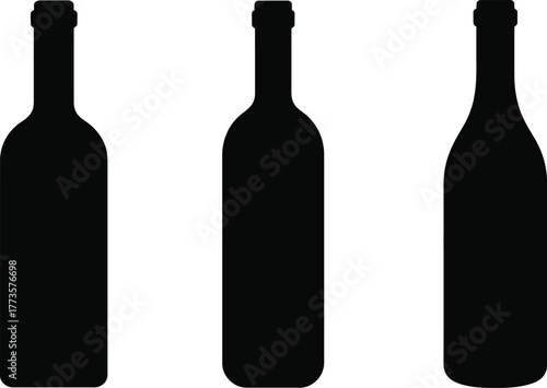 Wine bottle silhouettes vector art design for graphic designers