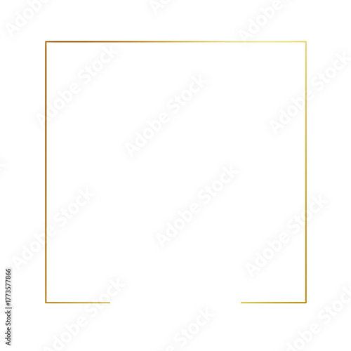 Gold gradient thin line square frame element..