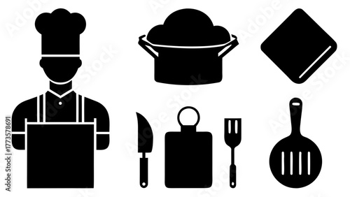 Chef with cooking utensils representing culinary arts and food preparation skills
