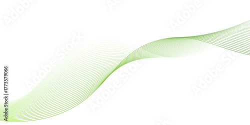 abstract vector green wave melody lines on white background, Futuristic colorful blend wave lines on transparent background .Curve wave seamless pattern. Line art striped graphic template design