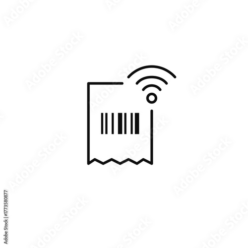 Shopping receipt with barcode and wi-fi. Online purchases, e-commerce and contactless payment. Scan to access internet. Pixel perfect, editable stroke vector icon