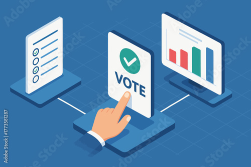 Digital voting concept: online ballot and election participation