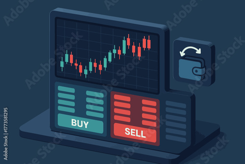 Cryptocurrency trading interface with buy and sell options on digital platform