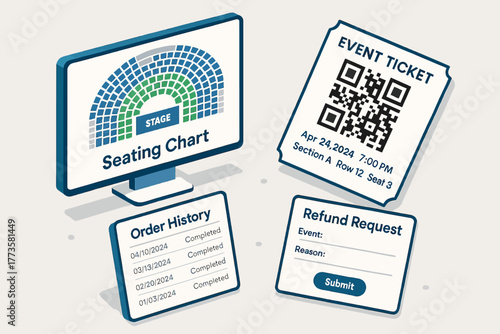 Event ticket purchase process: seamless online order and refund system