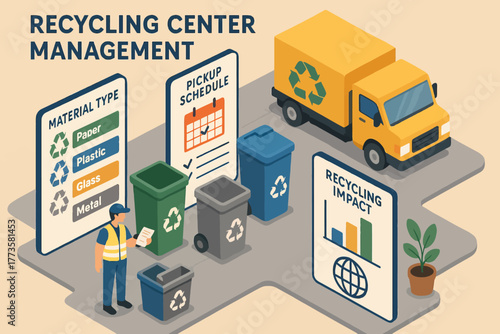 Recycling center management with pickup schedule and impact analysis