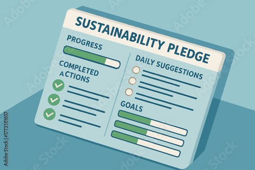 Sustainability pledge dashboard with progress and goals visualization
