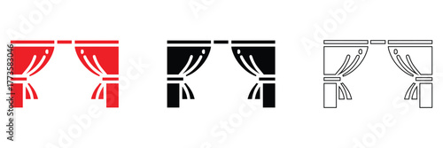 curtain home decor item vector icon, curtain silhouette line art vector illustration