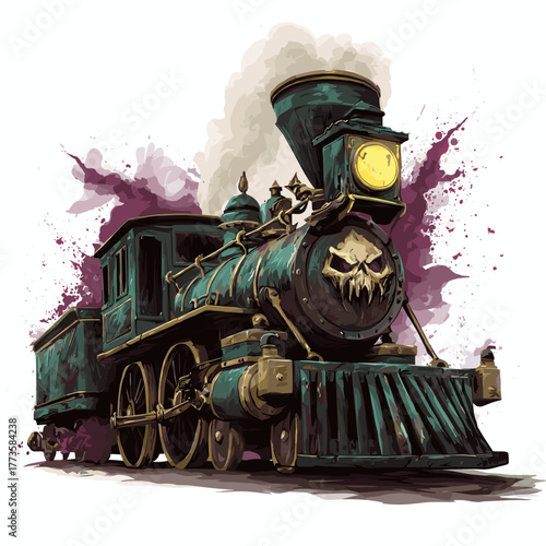 Scary Evil Train Vector Clipart, Icon