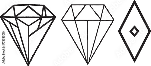 Solid Black Diamond Silhouette Vector Bundle.