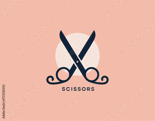 An elegant logo design featuring crossed scissors represents the creative arts and tailoring industries, ideal for businesses in fashion, design or hair styling.