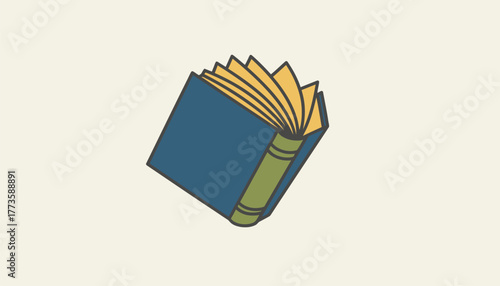 A bold stylized book icon with pages slightly fanned open featuring rich textures and a 3D appearance to represent knowledge and learning.