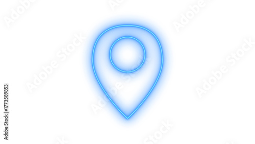 Neon location pointer icon on transparent background. map pin, destination marker and navigation sign