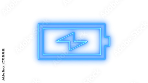 Neon battery charge icon on transparent background. power level, energy symbol, and charging indicator