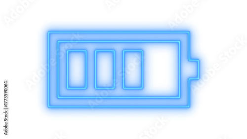 Neon low battery icon on transparent background. power level indicator, energy status, and charge sign
