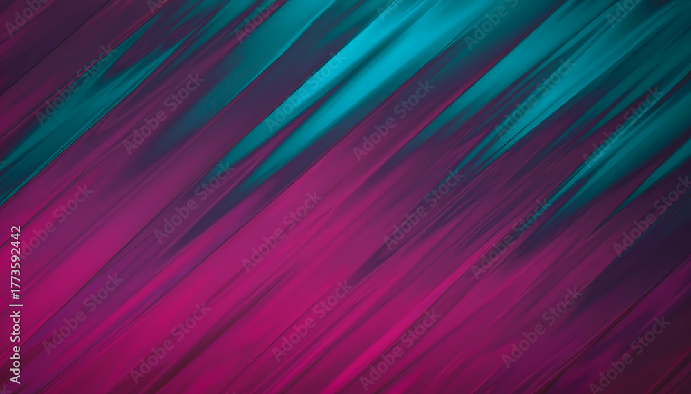 Fototapeta premium Abstract image featuring diagonal streaks of teal and magenta, creating a dynamic and blurred effect.