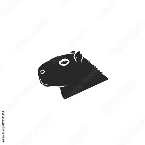 Stylized dark grey capybara head vector illustration in profile showcasing eye ear and snout.