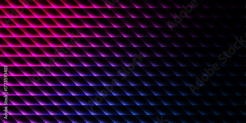 Abstract gradient of geometric shapes fading into darkness with vibrant pink and blue hues