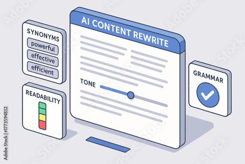 Ai content rewrite tool interface with synonyms and grammar features