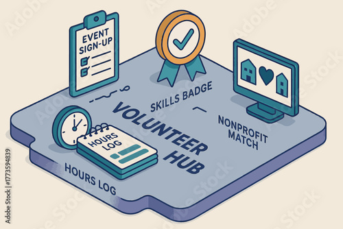 Volunteer hub: streamline event sign-ups, skills badges, and nonprofit matches