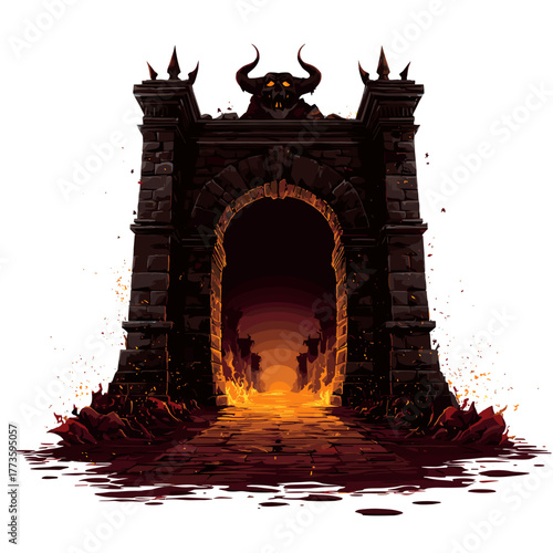 Scary Hell Gate Vector Clipart, Icon