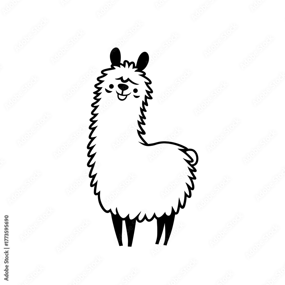Obraz premium llama. llama simple black and white line art vector logo