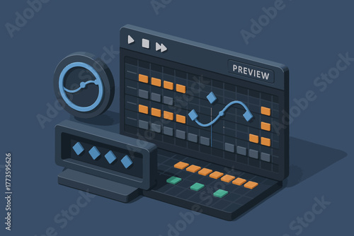 Digital music production interface with graphical elements for sound editing