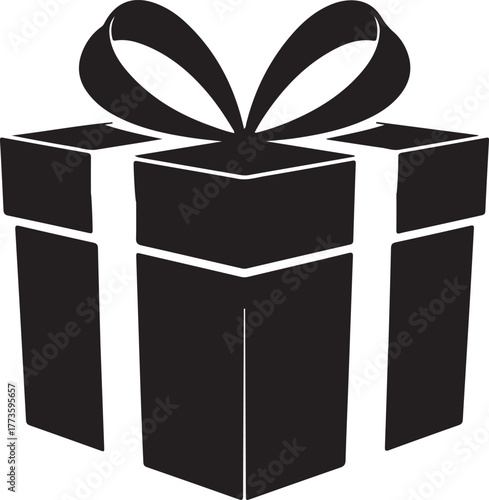 Black gift box with ribbon present